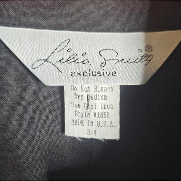 Vintage Lilia Smitty Black Western Dress Purple Print Yoke Shirt Dress, sz Small - Picture 6 of 6